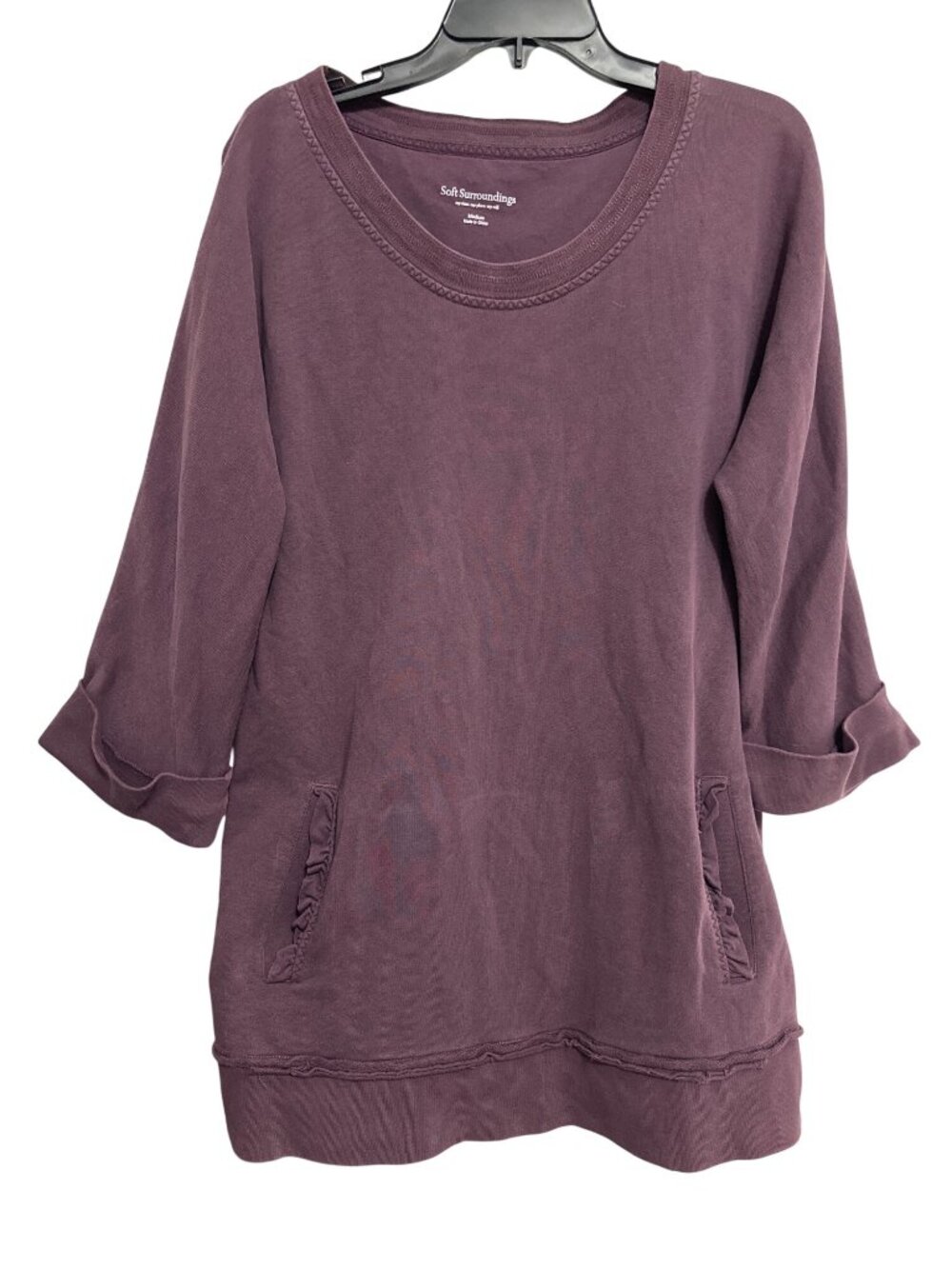 Soft Surroundings Medium Purple 3/4 Sleeve Tunic With Pockets